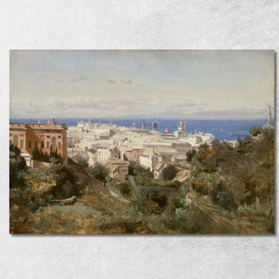 Vista Di Genova Jean-Baptiste-Camille Corot jbc290 quadro stampa su tela
