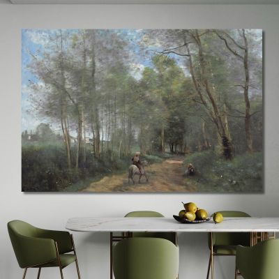 Ciudad De Avray Le Cavalier A La Entrada Del Bosque Jean-Baptiste-Camille Corot, jbc294 cuadro en lienzo