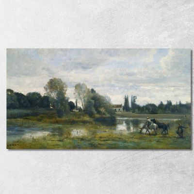 Città Di Avray L'Abbeveratoio Dei Cavalli Jean-Baptiste-Camille Corot jbc299 quadro stampa su tela