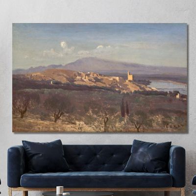 Villeneuve-Les-Aviñón Jean-Baptiste-Camille Corot, jbc302 cuadro en lienzo