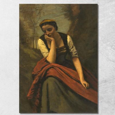 Donna Che Medita Jean-Baptiste-Camille Corot jbc307 quadro stampa su tela
