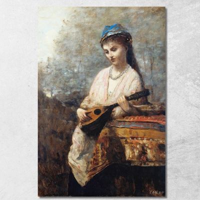 Ragazza Con Il Mandolino Jean-Baptiste-Camille Corot jbc312 quadro stampa su tela