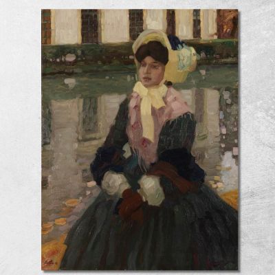 Ritratto Di Veronika Kirmaier Nel Giardino Schleissheim Leo Putz lpz42 quadro stampa su tela