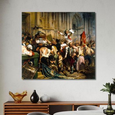 I Vincitori Della Bastiglia Davanti All'Hôtel De Ville Paul Delaroche pdl23 quadro stampa su tela