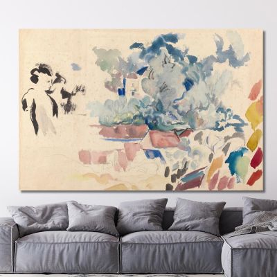 Dächer, Bäume Und Eine Frau Rik Wouters, rwo21 drucken auf leinwand