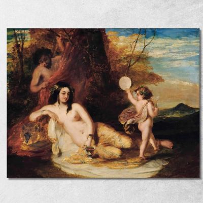 Satiro Che Spia Una Ninfa Sdraiata William Etty wet24 quadro stampa su tela