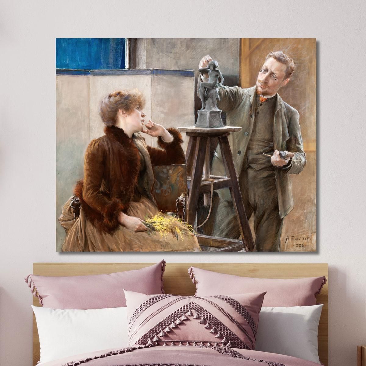 Lo Scultore Ville Vallgren E Sua Moglie Albert Edelfelt aed138 quadro stampa su tela