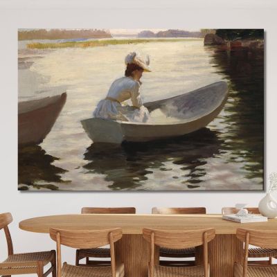 Femme Dans Un Bateau Albert Edelfelt, aed149 tableau impression sur toile