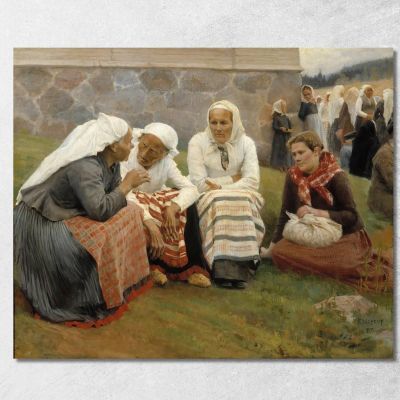 Donne Fuori Dalla Chiesa A Ruokolahti Albert Edelfelt aed152 quadro stampa su tela
