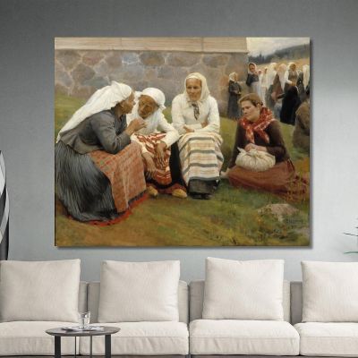 Femmes Devant L'Église De Ruokolahti Albert Edelfelt, aed152 tableau impression sur toile