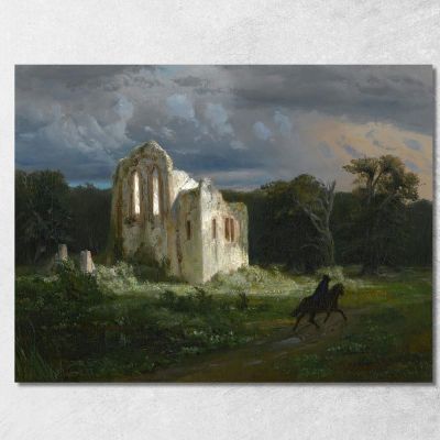 Paesaggio Al Chiaro Di Luna Con Rovine Paesaggio Al Chiaro Di Luna Arnold Böcklin abk28 quadro stampa su tela