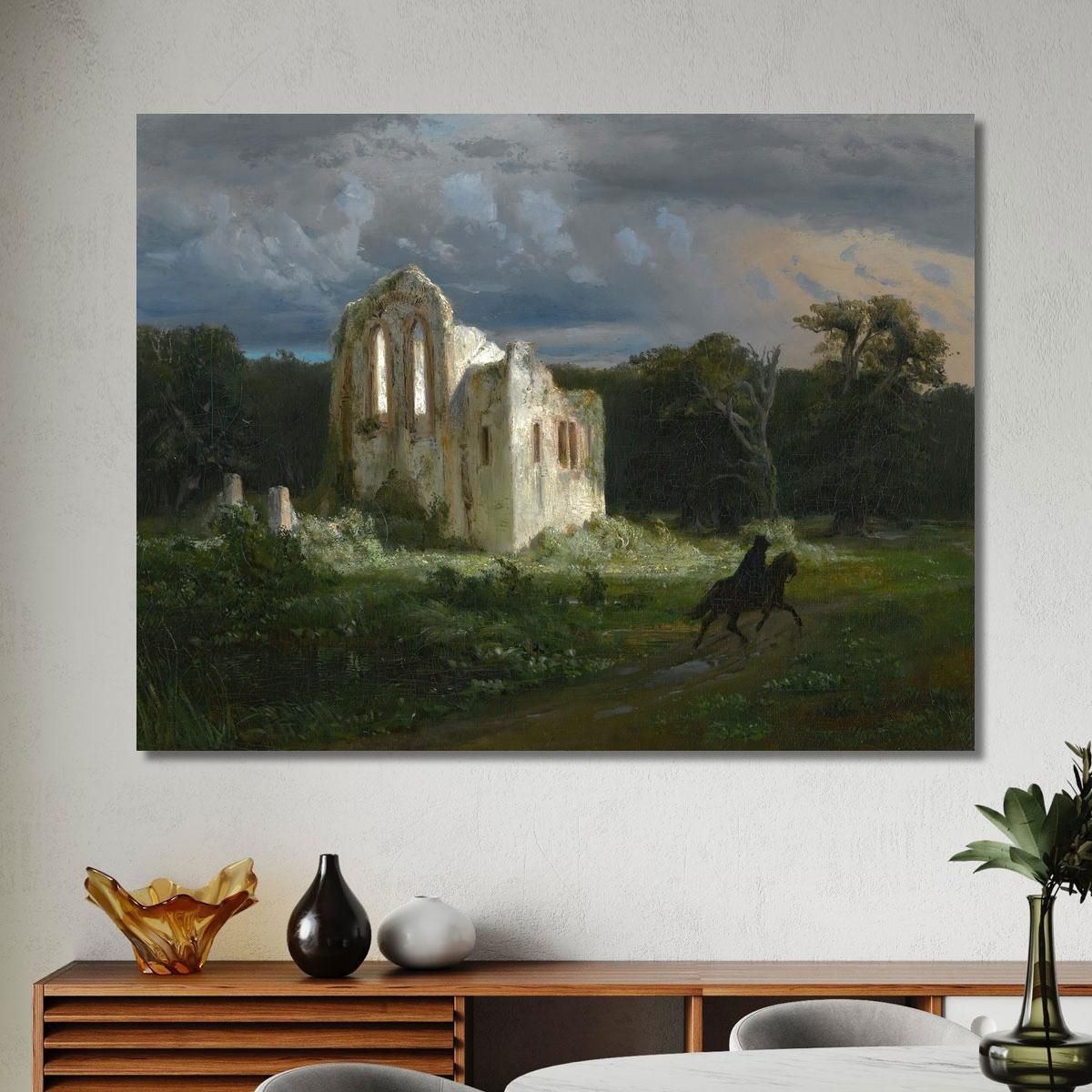 Paesaggio Al Chiaro Di Luna Con Rovine Paesaggio Al Chiaro Di Luna Arnold Böcklin abk28 quadro stampa su tela