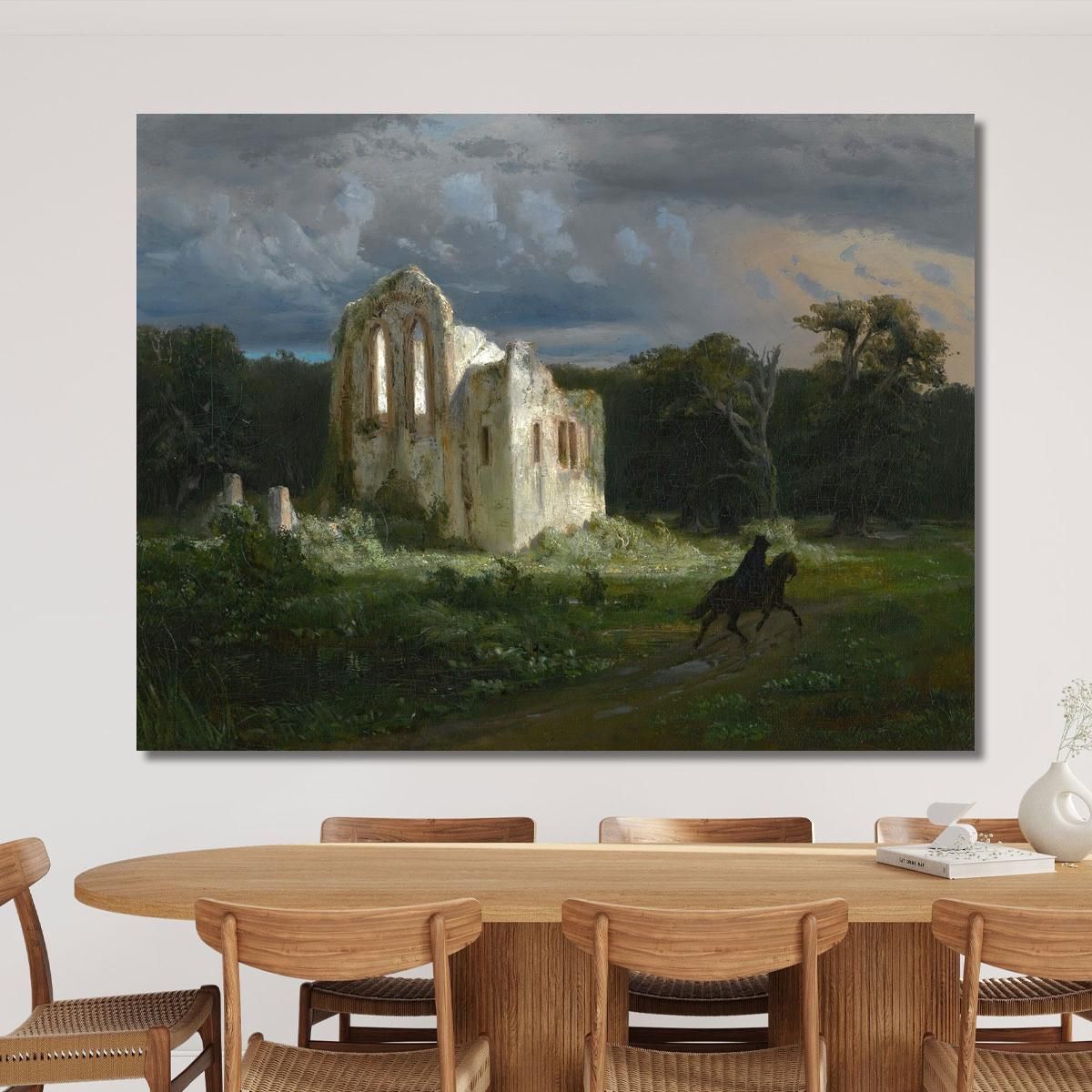 Paesaggio Al Chiaro Di Luna Con Rovine Paesaggio Al Chiaro Di Luna Arnold Böcklin abk28 quadro stampa su tela