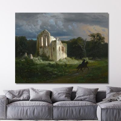 Paesaggio Al Chiaro Di Luna Con Rovine Paesaggio Al Chiaro Di Luna Arnold Böcklin abk28 quadro stampa su tela