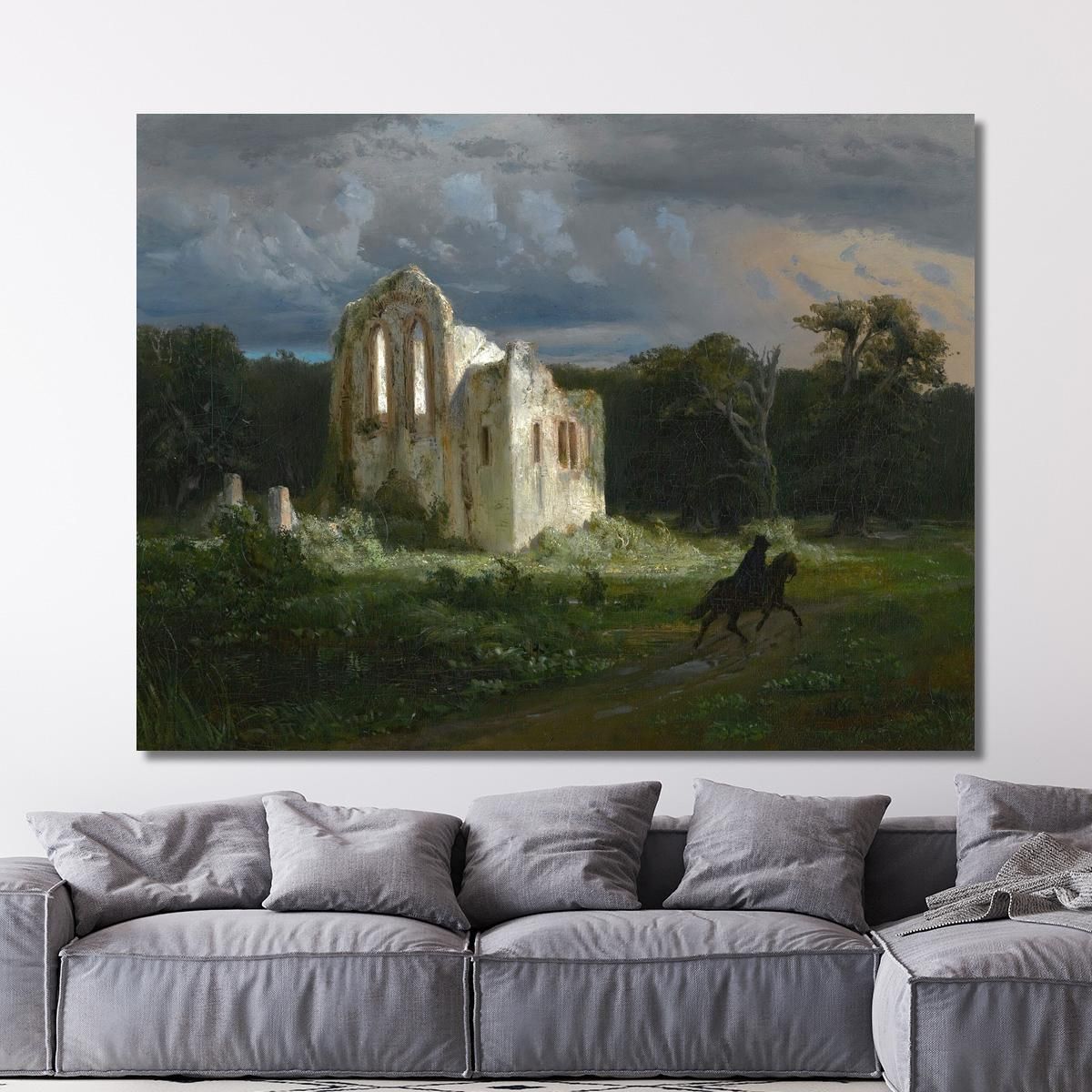 Paesaggio Al Chiaro Di Luna Con Rovine Paesaggio Al Chiaro Di Luna Arnold Böcklin abk28 quadro stampa su tela