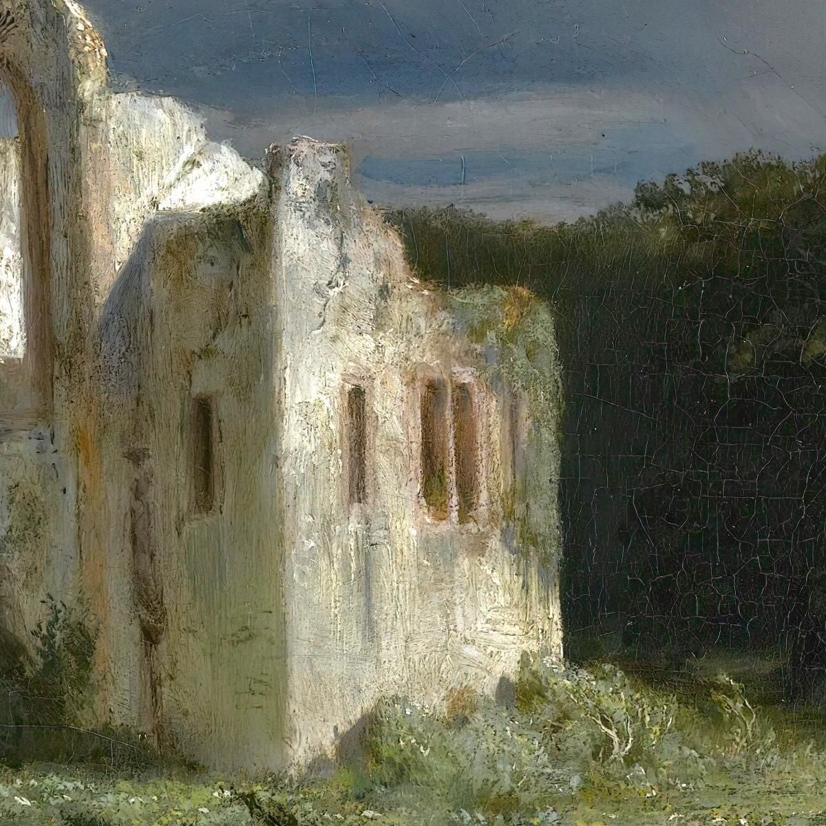 Paesaggio Al Chiaro Di Luna Con Rovine Paesaggio Al Chiaro Di Luna Arnold Böcklin abk28 quadro stampa su tela