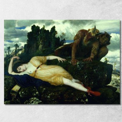 Diana Addormentata Vegliata Da Due Fauni Arnold Böcklin abk60 quadro stampa su tela