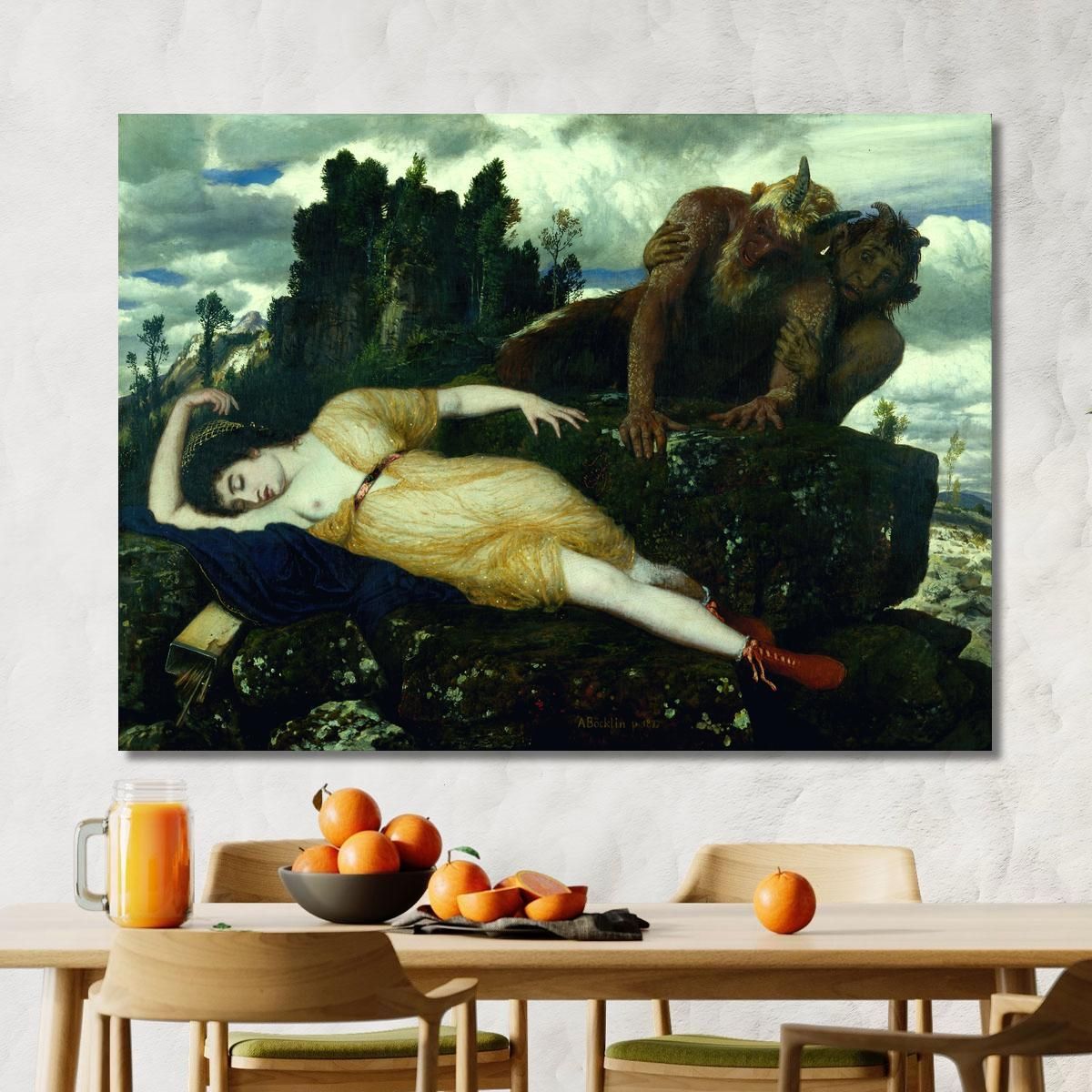 Diana Addormentata Vegliata Da Due Fauni Arnold Böcklin abk60 quadro stampa su tela