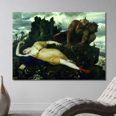 Diana Addormentata Vegliata Da Due Fauni Arnold Böcklin abk60 quadro stampa su tela