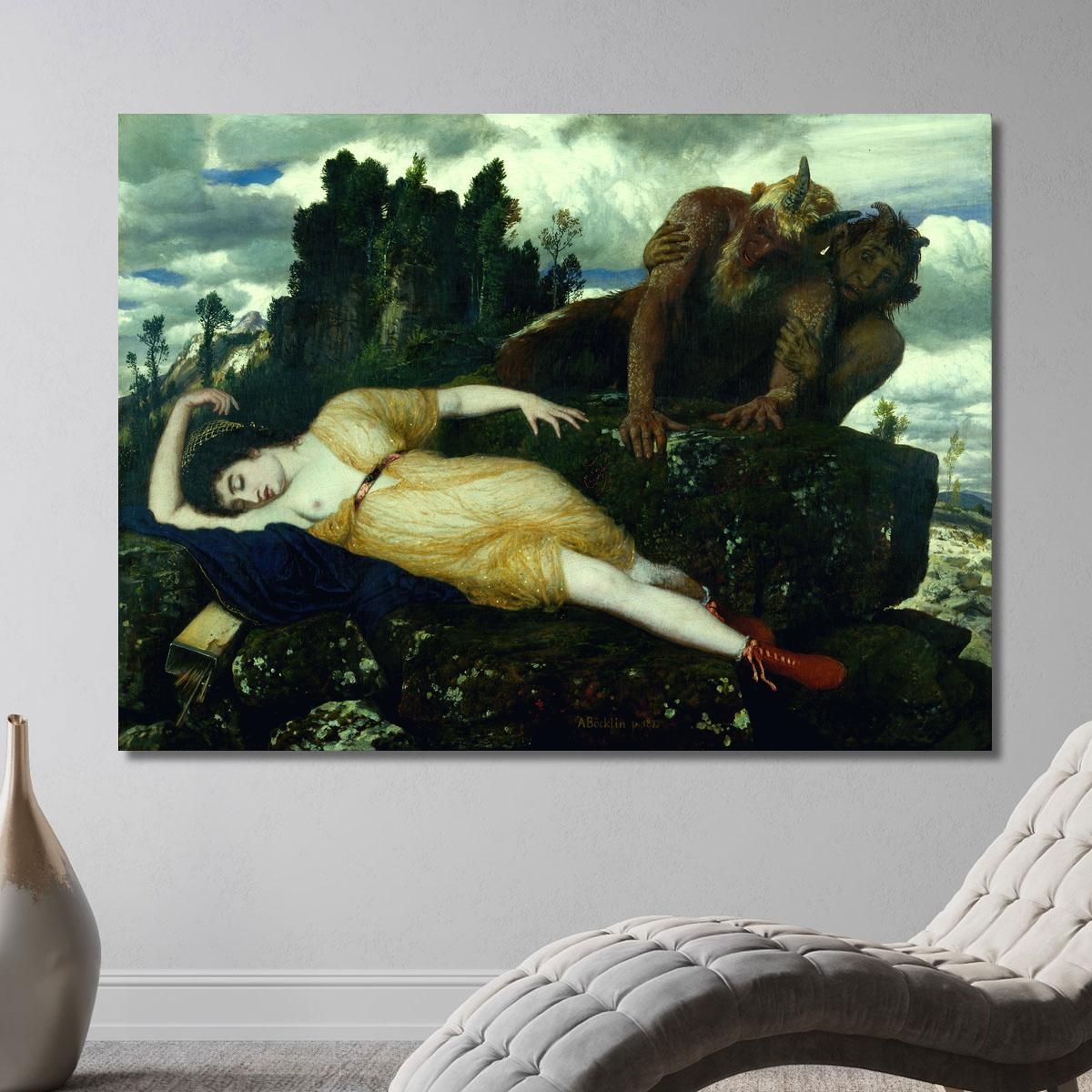 Diana Addormentata Vegliata Da Due Fauni Arnold Böcklin abk60 quadro stampa su tela