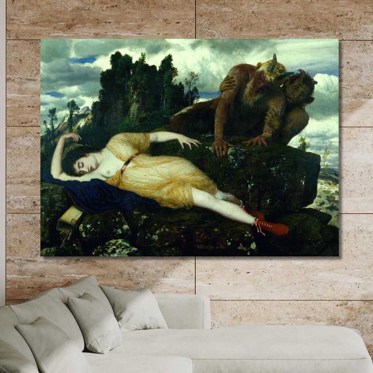 Diana Addormentata Vegliata Da Due Fauni Arnold Böcklin abk60 quadro stampa su tela
