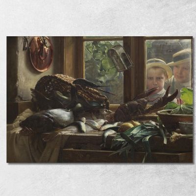Natura Morta Con Pesce Carl Bloch cbl24 quadro stampa su tela