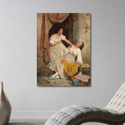 A Leende Piger Due Ragazze Sorridenti Carl Bloch cbl35 quadro stampa su tela