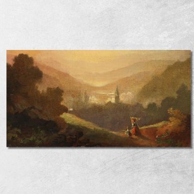 Paesaggio Montano Con Lattaia E Bambino Carl Spitzweg csp5 quadro stampa su tela
