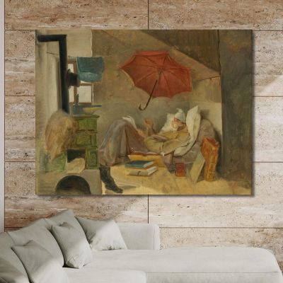 Der Arme Poet Il Povero Poeta Carl Spitzweg, csp10 quadro stampa su tela