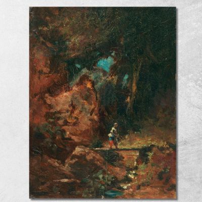 La Lattaia Sul Ponte Pedonale Nel Bosco Carl Spitzweg csp19 quadro stampa su tela