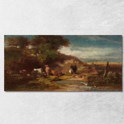 Paesaggio Con Mucche Carl Spitzweg csp39 quadro stampa su tela