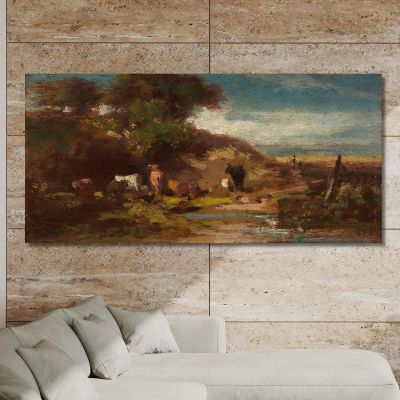 Landschaft Mit Kühen Carl Spitzweg, csp39 drucken auf leinwand
