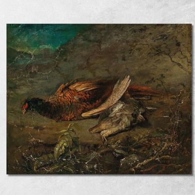 Natura Morta Con Fagiano E Beccaccino Carl Spitzweg csp50 quadro stampa su tela Natura Morta Con Fagiano E Beccaccino Carl Spitzweg csp50 quadro stampa su tela