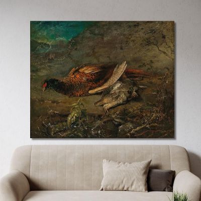 Natura Morta Con Fagiano E Beccaccino Carl Spitzweg csp50 quadro stampa su tela Natura Morta Con Fagiano E Beccaccino Carl Spitzweg csp50 quadro stampa su tela