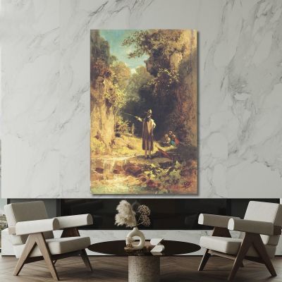 Der Fischer Carl Spitzweg, csp59 drucken auf leinwand