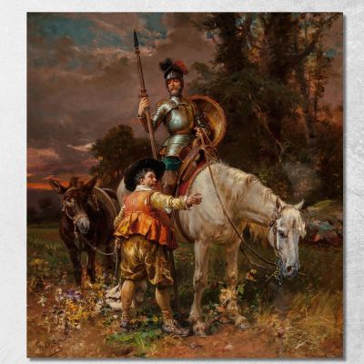 Don Chisciotte E Sancio Panza Cesare Auguste Detti cad8 quadro stampa su tela