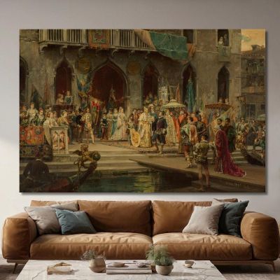 Enrico Iii Ricevuto Dal Doge Muccinigo A Palazzo Foscari Cesare Auguste Detti cad10 quadro stampa su tela