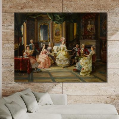 Musica In Salotto Cesare Auguste Detti cad15 quadro stampa su tela