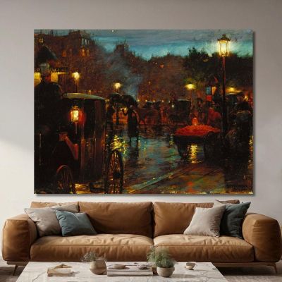 Paris La Nuit Charles Courtney Curran, ccc19 tableau impression sur toile