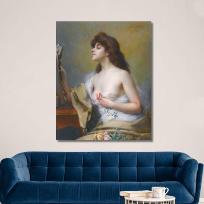 Chica Con Una Rosa Delphin Enjolras, dej12 cuadro en lienzo