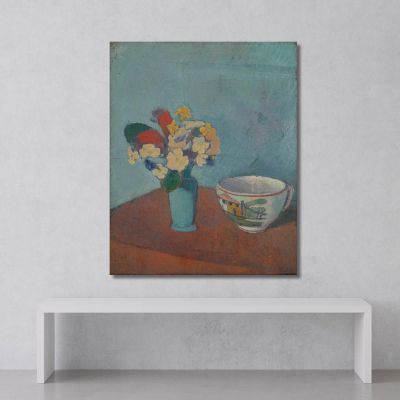Vase With Flowers And Cup Emile Bernard, ebr51 canvas print