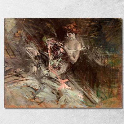L'Interno Dell'Abito Da Ballo Con La Giovane Ragazza Che Cuce Giovanni Boldini gbd83 quadro stampa su tela