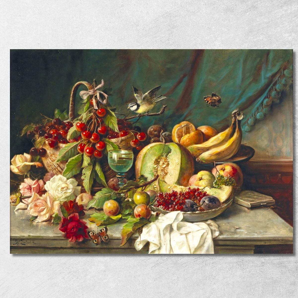 Bodegón De Frutas Hans Zatzka cuadro en lienzo, image size:1200x1200