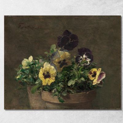 Viole Del Pensiero In Vaso Henri Fantin-Latour hft76 quadro stampa su tela