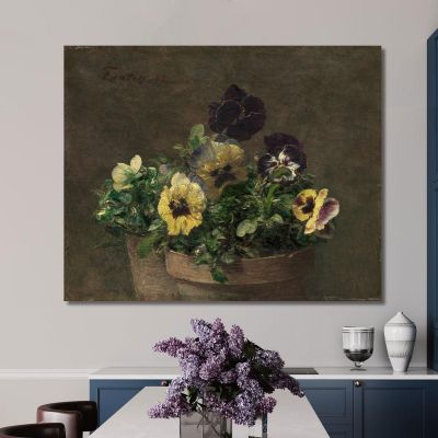 Viole Del Pensiero In Vaso Henri Fantin-Latour hft76 quadro stampa su tela