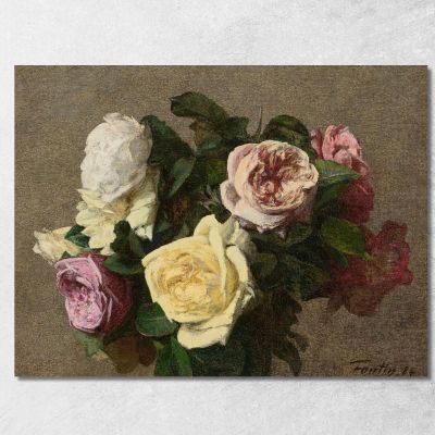 Rose 2 Henri Fantin-Latour hft78 quadro stampa su tela