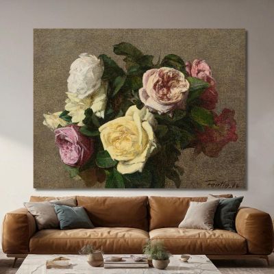 Rose 2 Henri Fantin-Latour hft78 quadro stampa su tela