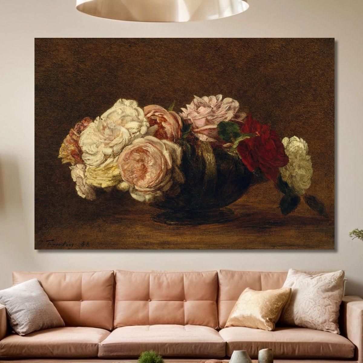 Rose In Una Ciotola Henri Fantin-Latour hft84 quadro stampa su tela