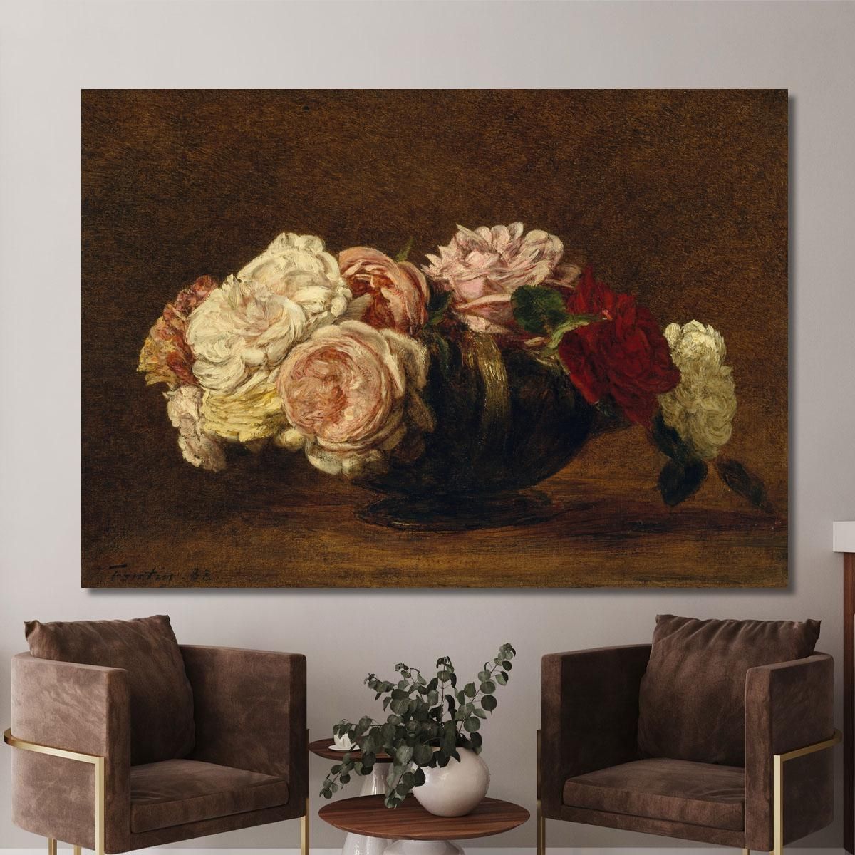 Rose In Una Ciotola Henri Fantin-Latour hft84 quadro stampa su tela