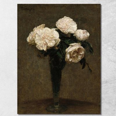 Rose In Un Vaso 2 Henri Fantin-Latour hft85 quadro stampa su tela